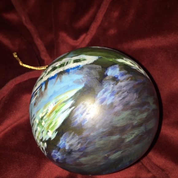 Bloomingdales Impressionists painted glass ornament New Vintage nature landscape - Picture 6 of 9